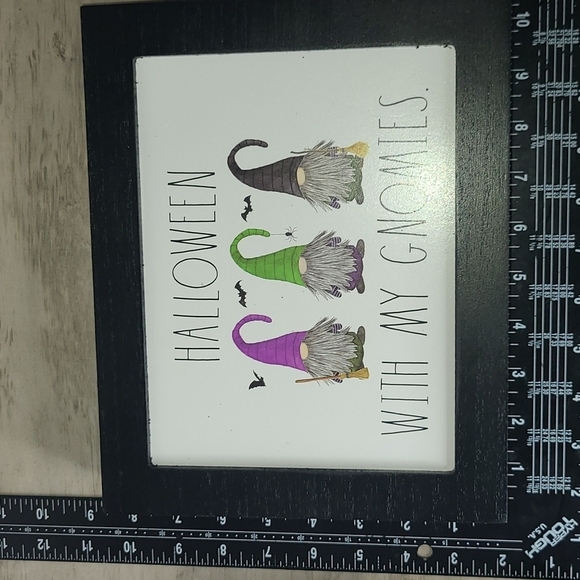 RAE Dunn "HALLOWEEN WITH MY GNOMIES" Wood Sign - Picture 3 of 3